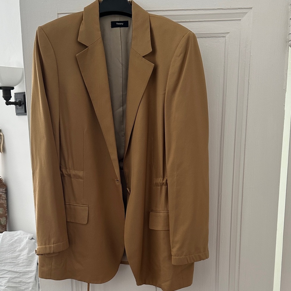 Theory Camel Brown Single-Button Blazer